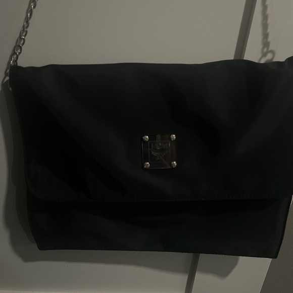 MCM Black Clutch Nylon RARE. Velcro attach. Chain does not come w/